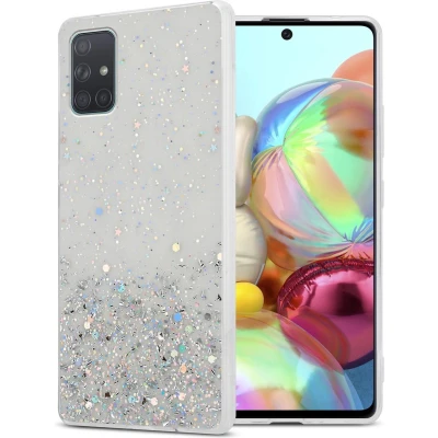 Afbeelding van Cadorabo Hoesje geschikt voor Samsung Galaxy A71 4G in Transparant met Glitter Beschermhoes van flexibel TPU silicone fonkelende glitters Case Cover Etui