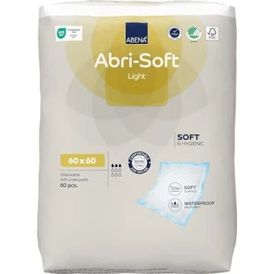 Afbeelding van Abena Abri Soft Light Wegwerp Onderleggers Incontinentie 60 Voor bescherming van Matras, Bank of Stoel Tot 700ml absorptie Waterdicht Duurzaam x cm