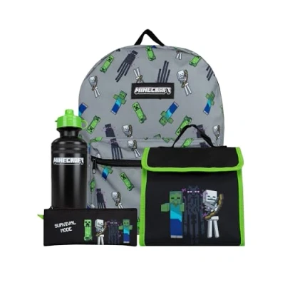 Afbeelding van Minecraft Schooltas, set voor jongens, schooltas schooltassensets, eenheidsmaat zwart, zwart.