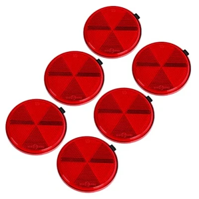 Afbeelding van AOHEWEI Reflectorstickers, rode cirkelreflectoren, veiligheidsreflexen voor poortpalen, hek, aanhanger, caravan, landbouwmachines, ECE goedkeuring, 6 stuks