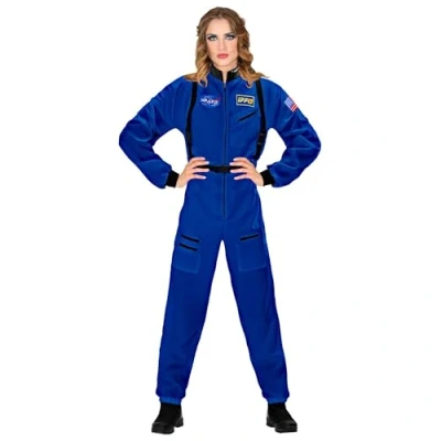 Afbeelding van Widmann Science Fiction &amp; Space Kostuum Amerikaanse Astronaut Eileen Vrouw Blauw XL Carnavalskleding Verkleedkleding