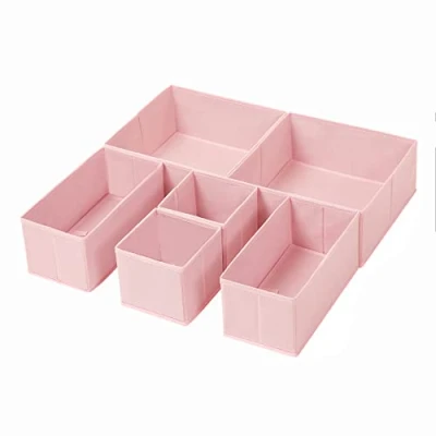 Afbeelding van SONGMICS Lade organizer, opbergdozen voor ondergoed, 6 stuks, sokken, beha&#039;s, slipjes, stropdassen, sjaals, roze RDZ06PK