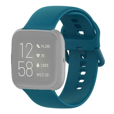 Afbeelding van Fitbit Versa 1 / 2 &amp; Lite siliconen sportbandje met gespsluiting Blauw Maat: Large