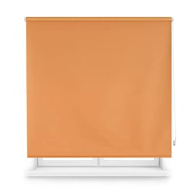 Afbeelding van INTERBLIND premium verduisterend rolgordijn, glad, 100 x 230 cm (breedte per hoogte), verduisteringsrolgordijn van stof 97 225 cm, oranje