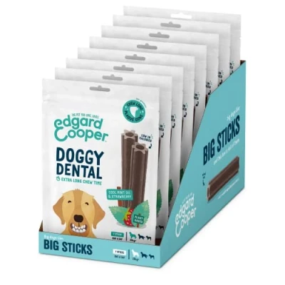 Afbeelding van 8x Edgard &amp; Cooper Doggy Dental Sticks Aardbei Frisse Muntolie Large