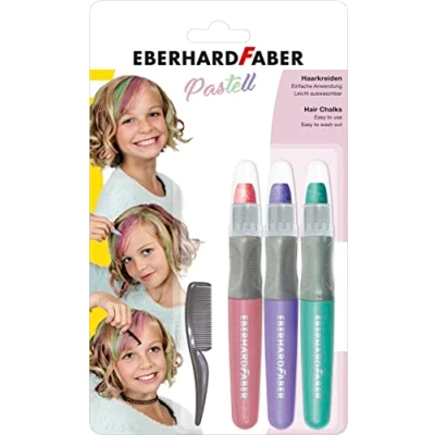Afbeelding van Eberhard Faber Ef 579202 Haarkrijt 3 Stuks Roze, Paars, Turquoise