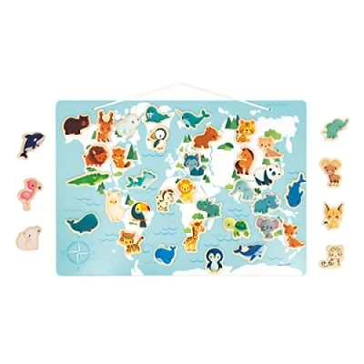 Image de Puzzle Magnétique Bois Janod 40 Magnets en Forme d&#039;Animaux