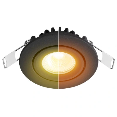 Afbeelding van Led inbouwspot zwart, dim to warm (3000K 2000K), kantelbaar, 5W vervangt 50W, zaagmaat Ø55mm, buitenmaat Ø62mm, 23mm diep