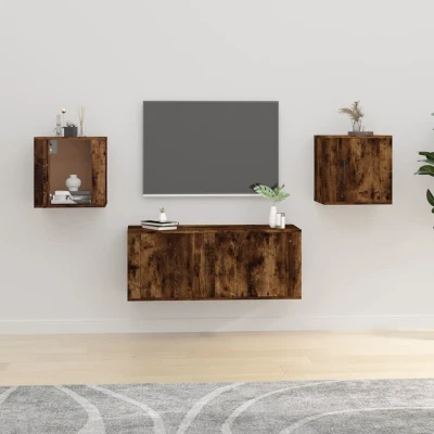 Afbeelding van Tv wandmeubels 2 st 40x34,5x40 cm gerookt eikenkleurig