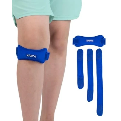 Afbeelding van KARM Osgood Schlatter knieband voor kinderen, kniebrace meisjes en jongens, patellapees jongeren, kniepijn pijn sport (1 stuk, blauw)