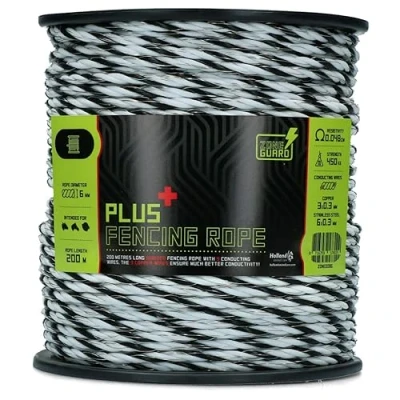 Afbeelding van ZoneGuard 6 mm Plus afrasteringskoord Zwart Wit 200 m