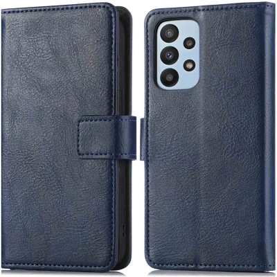 Afbeelding van iMoshion Hoesje Geschikt voor Samsung Galaxy A23 (5G) Met Pasjeshouder Luxe Bookcase Donkerblauw
