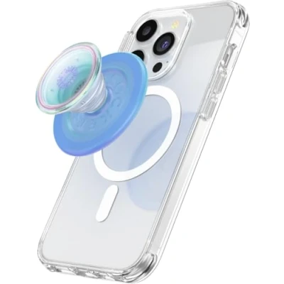 Afbeelding van PopSockets: PopGrip voor MagSafe Uittrekbare telefoonhouder en handvat met verwisselbare bovenkant smartphones hoesjes Inclusief adapterring Opalescent Blue