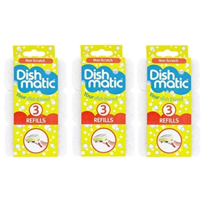 Afbeelding van Dishmatic Set van 9 krasbestendige reinigingssponzen, wit
