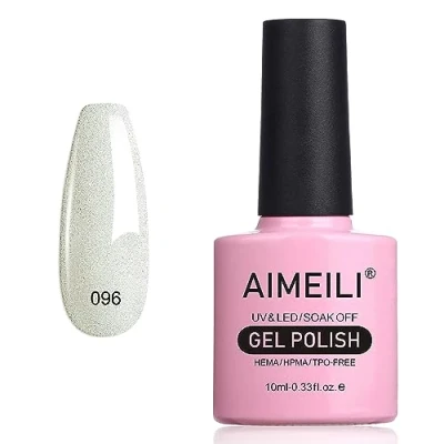 Afbeelding van AIMEILI Semi Permanente Nagellak 10ML Witte Glitter, UV Gel LED Soak Off Manicure Kerstmis Dansende Sneeuw (096)