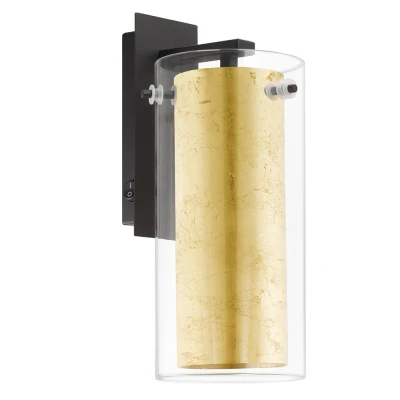 Afbeelding van EGLO Pinto Gold Wandlamp E27 27 cm Zwart/Goud