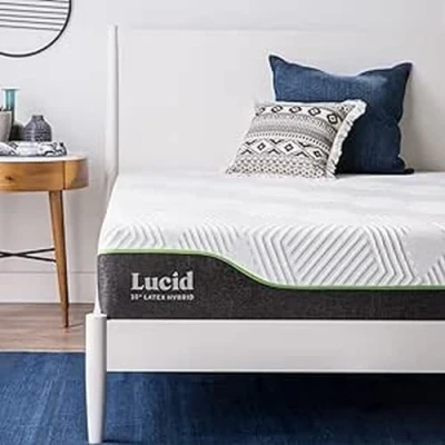 Afbeelding van LUCID Hybride matras, 25 cm dik, reactief latex, vormgeheugen gel, pocketveren van staal, Oeko Tex, gemiddelde hardheid, 160 x 190 cm, 2 personen