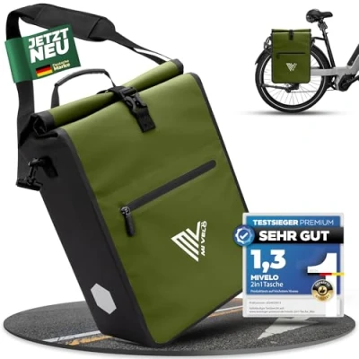 Afbeelding van MIVELO 2 in 1 fietstas voor bagagedrager, 100% waterdicht, groen, 25 liter