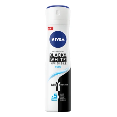 Afbeelding van 3x Nivea Deodorant Spray Invisible For Black &amp; White Pure 150 ml