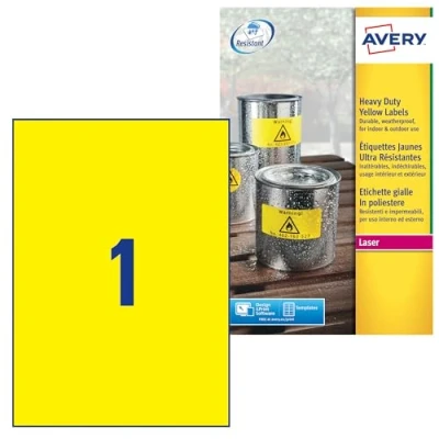 Afbeelding van Etiket Avery Zweckform L6111 20 210x297mm geel 20stuks