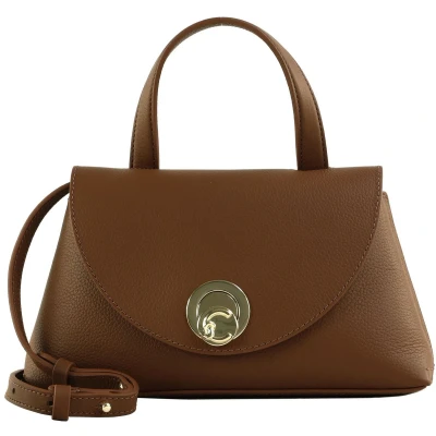 Afbeelding van COCCINELLE Leren schoudertas Nikla Handbag Double Grainy Leather Cognac / Noir bruine