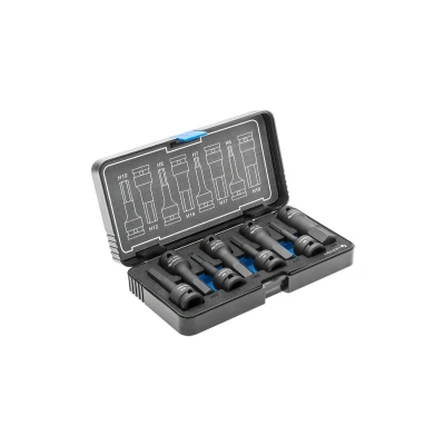 Afbeelding van Hogert Technik HT6R004 Doppenset 8 Zeskant Chroom Molybdeenstaal 1/2 Vierkant