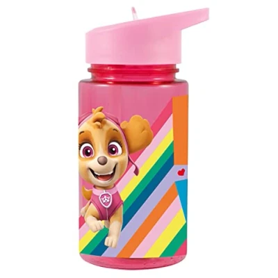 Afbeelding van Paw Patrol P:os 29232049 transparante drinkfles voor meisjes met geïntegreerd rietje klep, 450 ml, kunststof, BPA en ftalaatvrij