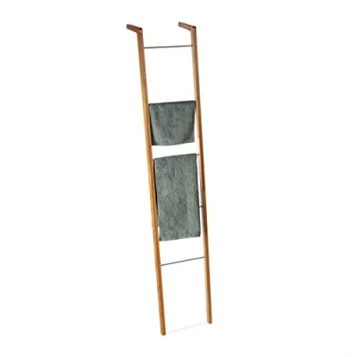 Afbeelding van Relaxdays handdoekladder bamboe handdoekhouder sierladder kleding 5 roedes hout