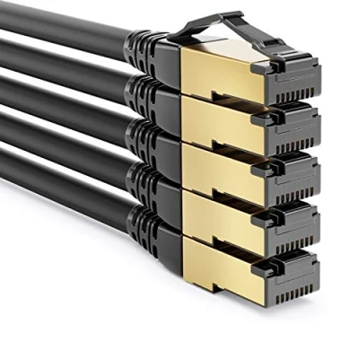 Afbeelding van deleyCON 5 x 2 m patchkabel CAT8.1 netwerkkabel S/FTP PIMF 2000 MHz 40 Gbit RJ45 LAN DSL kabel CAT.8 Ethernet stekker zwart