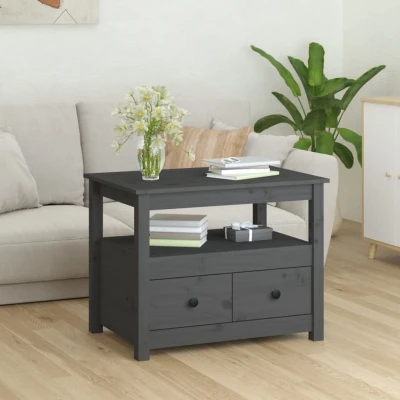 Afbeelding van Salontafel 71x49x55 cm massief grenenhout grijs