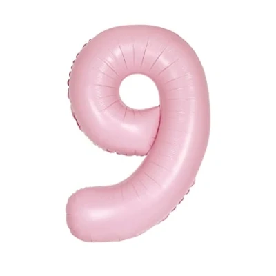 Afbeelding van Unique Party 13889 reuzenballon cijfer 9, 86 cm, roze layette mat