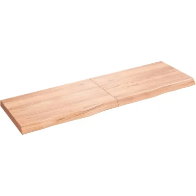 Afbeelding van Wastafelblad 160x50x6 behandeld massief hout lichtbruin