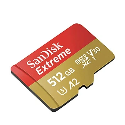 Afbeelding van Sandisk microSDXC kaart 512 GB, Extreme, U3, A2, 4K UHD 160 MB/s, (W) 90 SD adapter, blisterverpakking