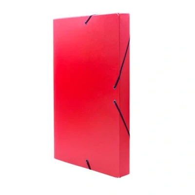 Afbeelding van Raylu Paper Mat projectmap DIN A4 met 3 cm rug, map van stevig karton en rubberen sluiting voor school of kantoorprojecten, ordner maat 34 x 24 (rood)