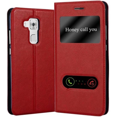 Afbeelding van Cadorabo Hoesje geschikt voor Huawei NOVA PLUS in SAFRAN ROOD Beschermhoes met magnetische sluiting, standfunctie en 2 kijkvensters Book Case Cover Etui