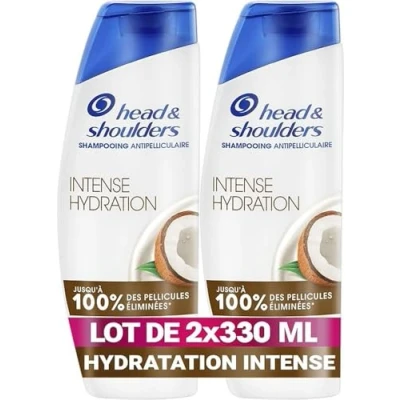 Afbeelding van Head &amp; Shoulders Intense Hydration Anti roos Shampoo 2 x 330 ml met kokosolie. Dagelijks gebruik. Tot 100% van de roos, klinisch bewezen. Alle haartypes