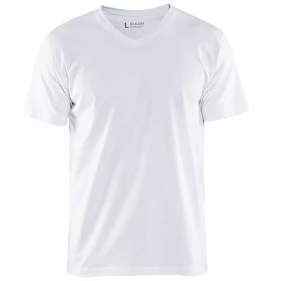 Image de T Shirt col en V blanc