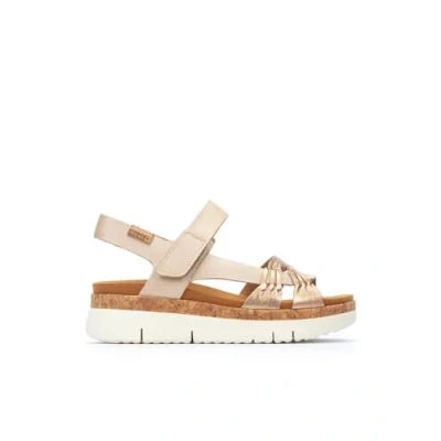 Afbeelding van Pikolinos Palma Sandalen met plateauzool, Dames, Maat: 37, Champagne Leer