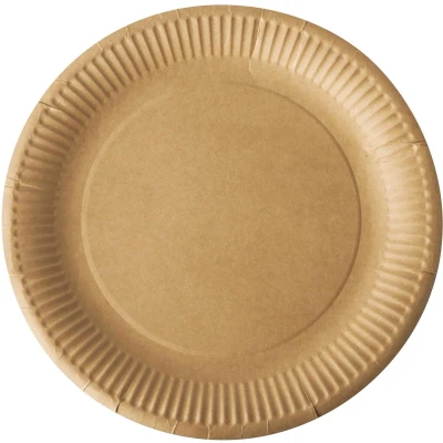 Afbeelding van bord &quot;pure&quot;, rond, bruin, diameter 23 cm, uit karton, pak van 20 stuks