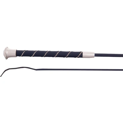 Afbeelding van BR Dressuurzweep Orionm/ledercrystal grip 90 Navy Zilver