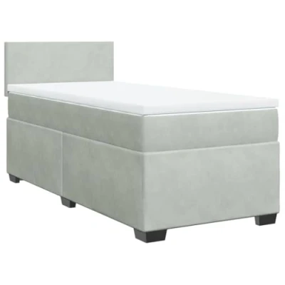 Afbeelding van vidaXL Boxspring met matras fluweel lichtgrijs 100x200 cm