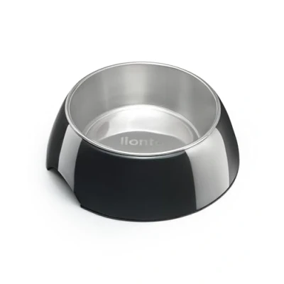 Afbeelding van lionto Gamelle en mélamine avec fond antidérapant, amovible de 210 ml acier inoxydable robuste &amp; inodore, facile à nettoyer, design ergonomique, pour chiens chats, noir