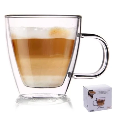 Afbeelding van Orion Theeglas, dubbelwandig, thermoglas voor koffie, latte, cappuccino en thee, 180 ml