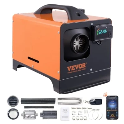 Afbeelding van VEVOR Draagbare alles in één dieselverwarming 12 V 8 kW diesel luchtverwarming 0,16 0,62 l/h 36 C verstelbaar 20 25 m² LCD Bluetooth afstandsbediening 5 l tank voor camper zonder installatie