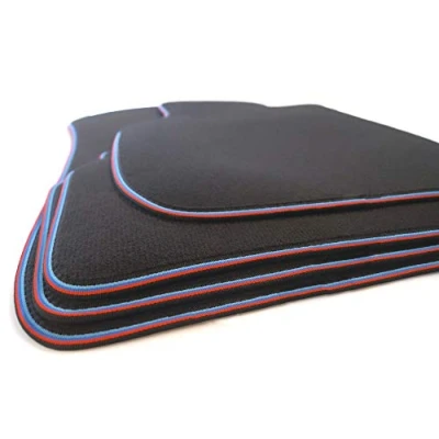 Afbeelding van BMW 3 serie F30 F31 F80 M3 velours vloermatten premium kwaliteit zwart blauw rood