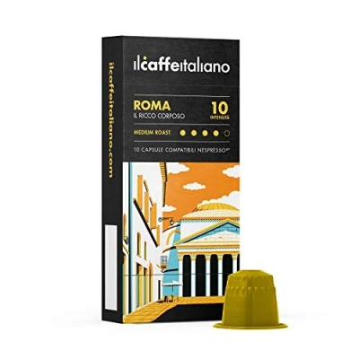 Image de FRHOME 100 Capsules de café compatibles Nespresso Mélange Roma intensité 10 Il Caffè Italiano