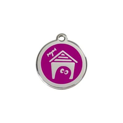 Afbeelding van Dog House Purple roestvrijstalen hondenpenning small/klein dia. 2 cm RedDingo