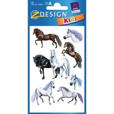 Afbeelding van Avery papieretiket Z design Kids pakje a 3 vel paarden