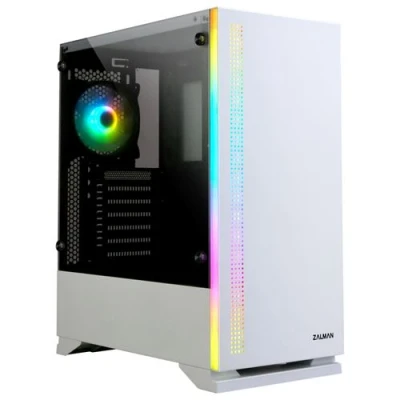 Image de Zalman S5 Tour ATX panneau latéral fenêtré (verre trempé) pas d&#039;alimentation (ATX) blanc USB/Audio