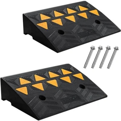 Afbeelding van VEVOR Drempelhelling, hoogte 12,7 cm, 2 stuks, oprijplaat van rubber, draagkracht, 15 ton, voor rolstoel, met stabiele roosterstructuur, het doorvoeren auto&#039;s, motorfietsen, 48,3 x